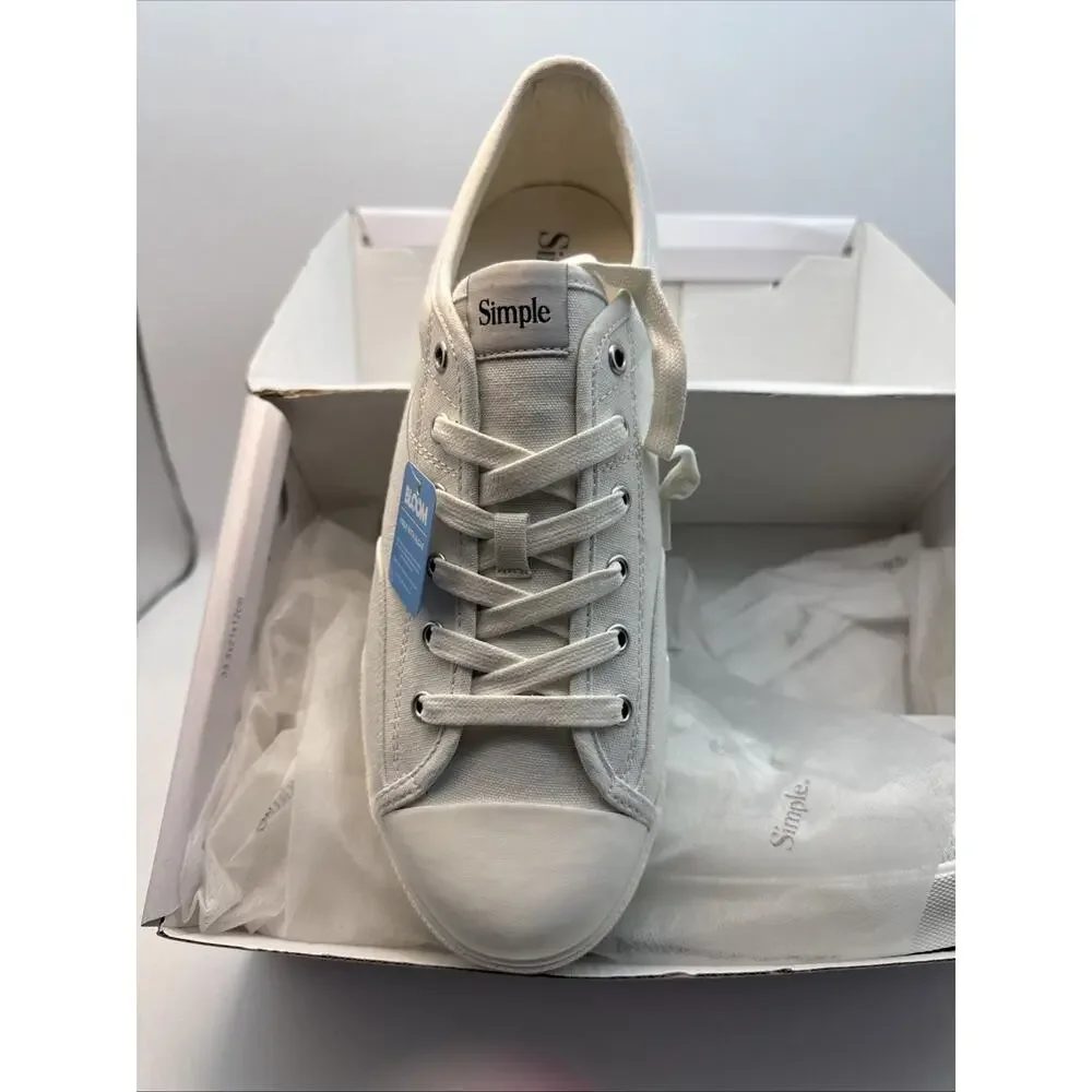 Simple Shoes S1 Organic Cotton Canvas Trainers White/White M12/W14